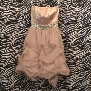 Gold strapless dress